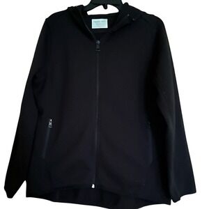 Andrew Marc Mens Black Full Zip Hooded Softshell Fleece Jacket Large